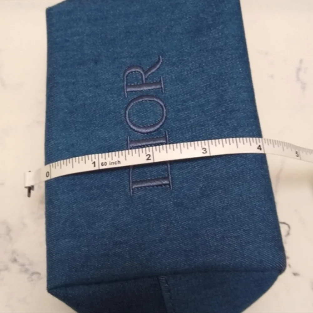 New Dior Blue Denim Cosmetic Bag with Soft Pink Lip Gloss & Black Mascara - Picture 4 of 15